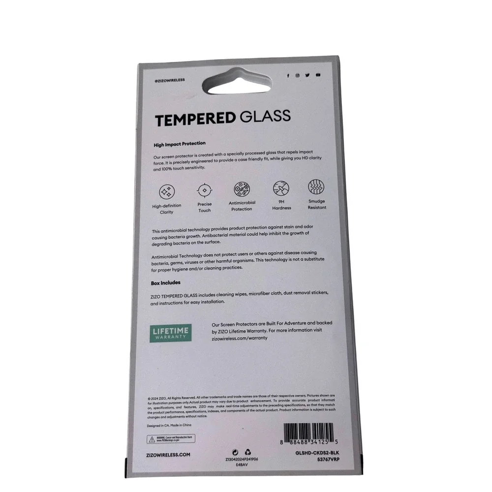 ZIZO‎ Tempered Glass Screen Protector for Cricket Debut S2 9H Hardness Clear New